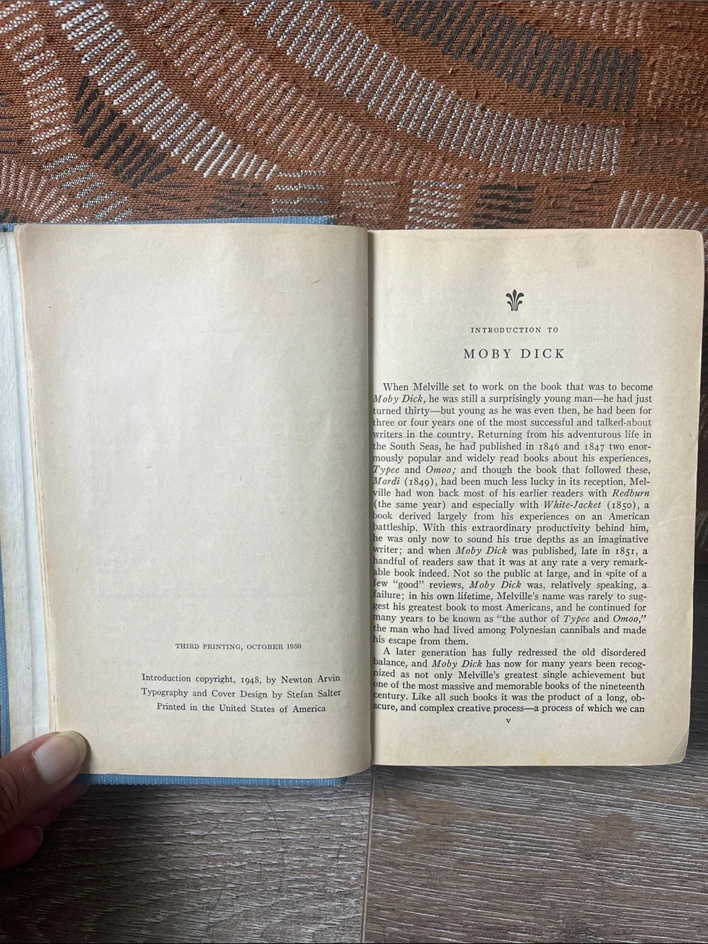 Moby Dick by Melville - Light Blue Cloth Hardcover 1950